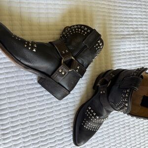 Frye Black Studded Heeled Boots
